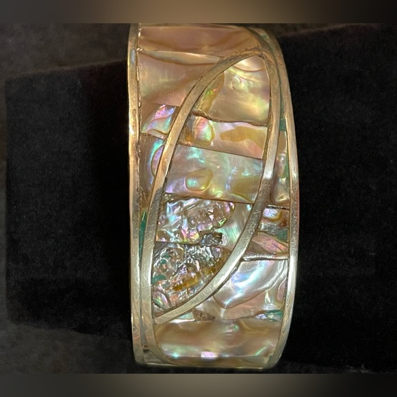 VINTAGE STERLING SILVER SHELL LEAF BRACELET - Picture 3 of 10